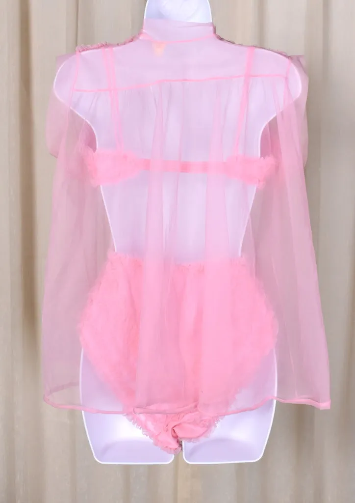1960s Vintage Pink Ruffle Rosette 3pc