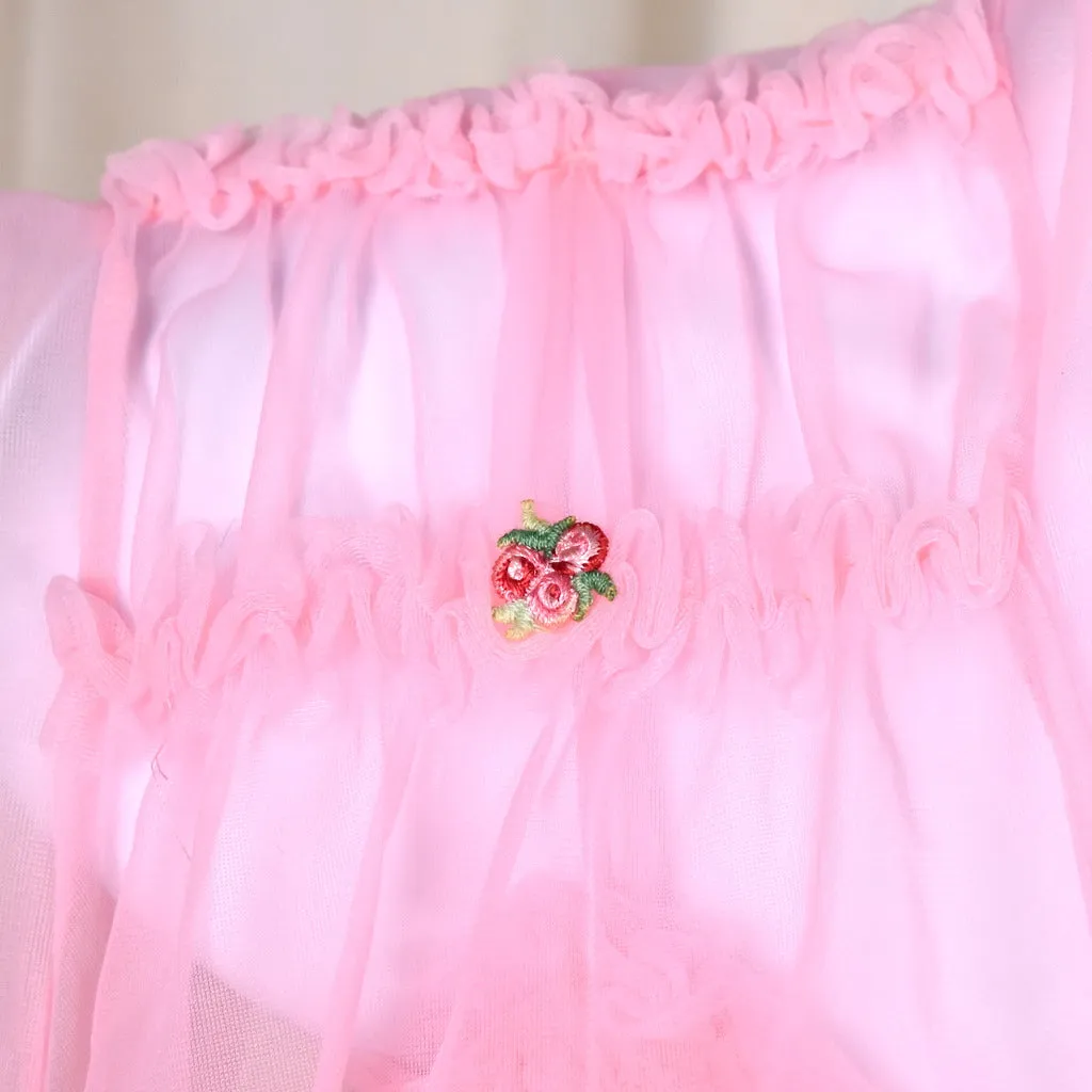 1960s Vintage Pink Ruffle Rosette 3pc