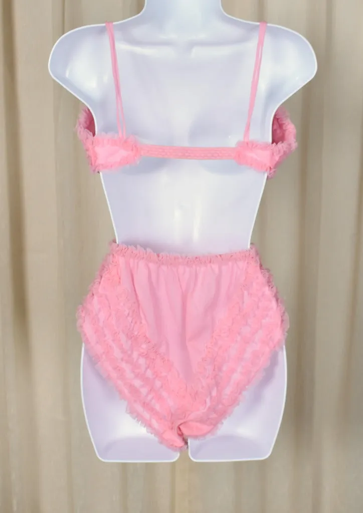 1960s Vintage Pink Ruffle Rosette 3pc