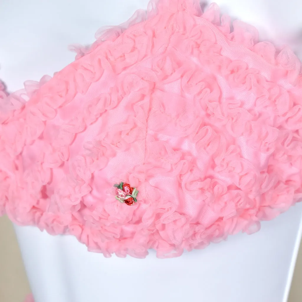 1960s Vintage Pink Ruffle Rosette 3pc