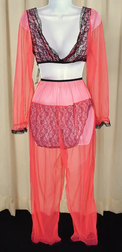 1960s Vintage Red & Black Harem Set