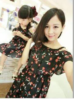 1pc Mother Daughter Dresses Clothes Family Matching Summer Outfits  Mom Girl Fashion Short Floral Sets vetement maman et fille
