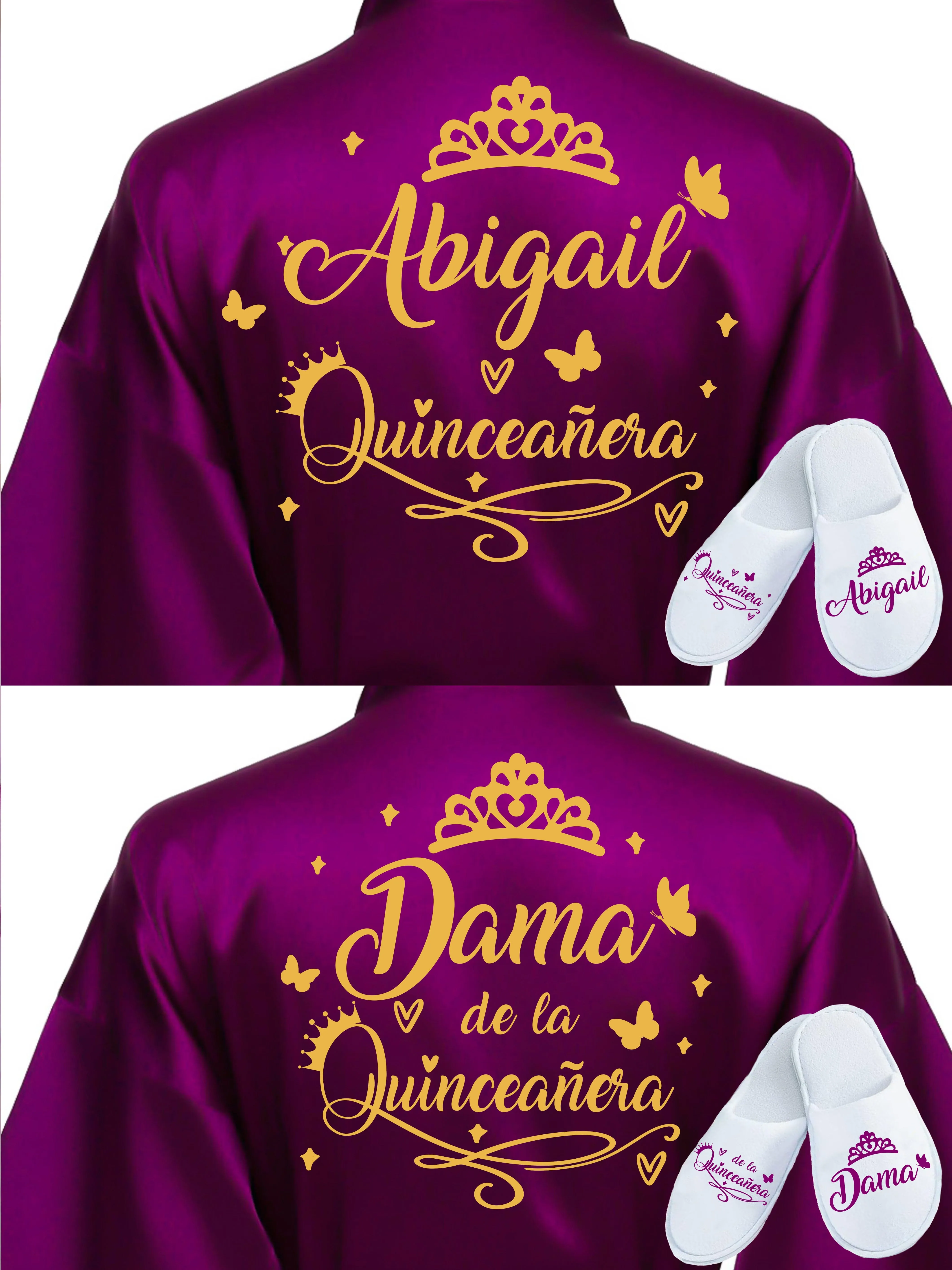 2 Batas y zapatillas Quinceanera Plum and purple