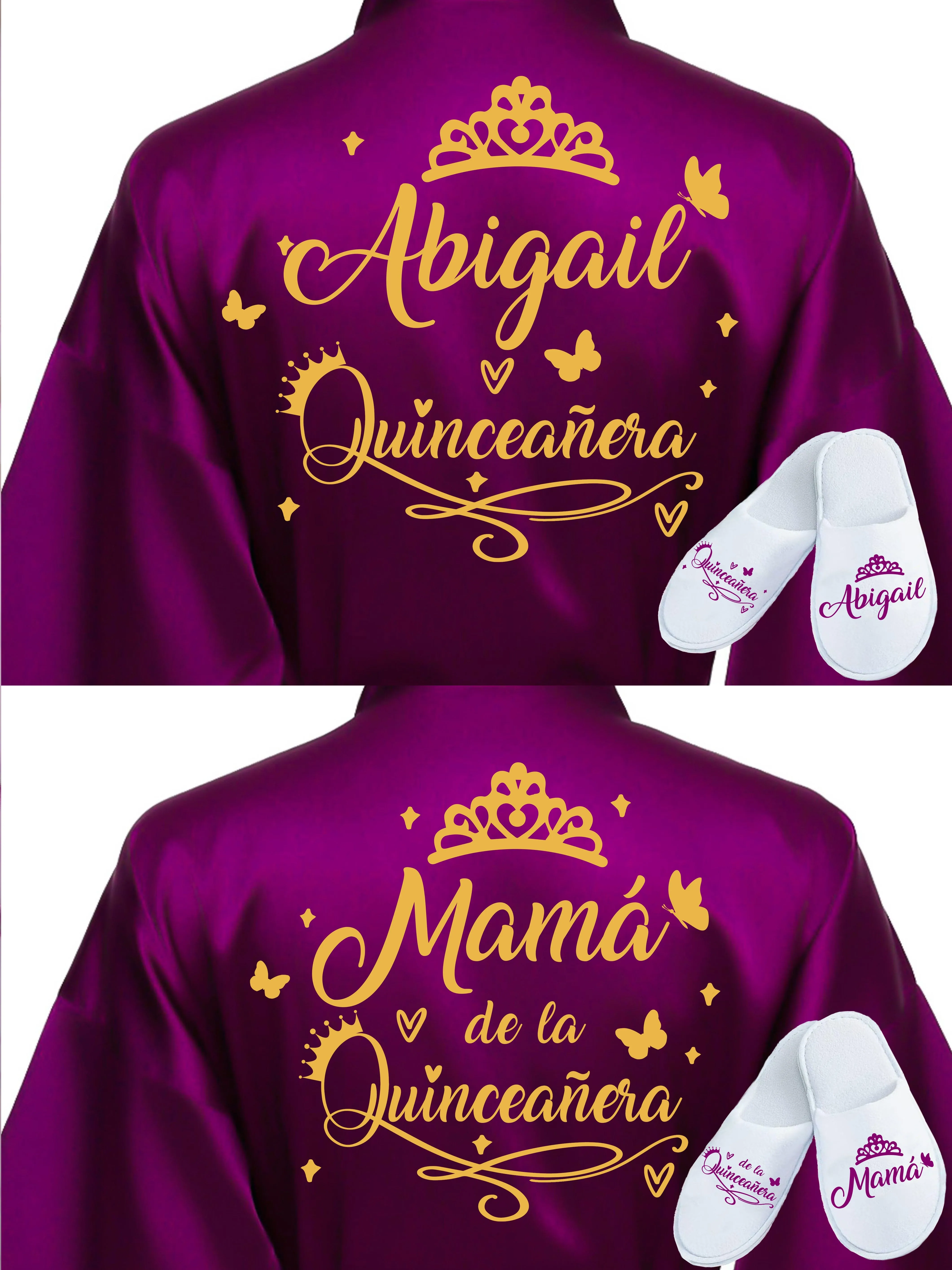 2 Batas y zapatillas Quinceanera Plum and purple