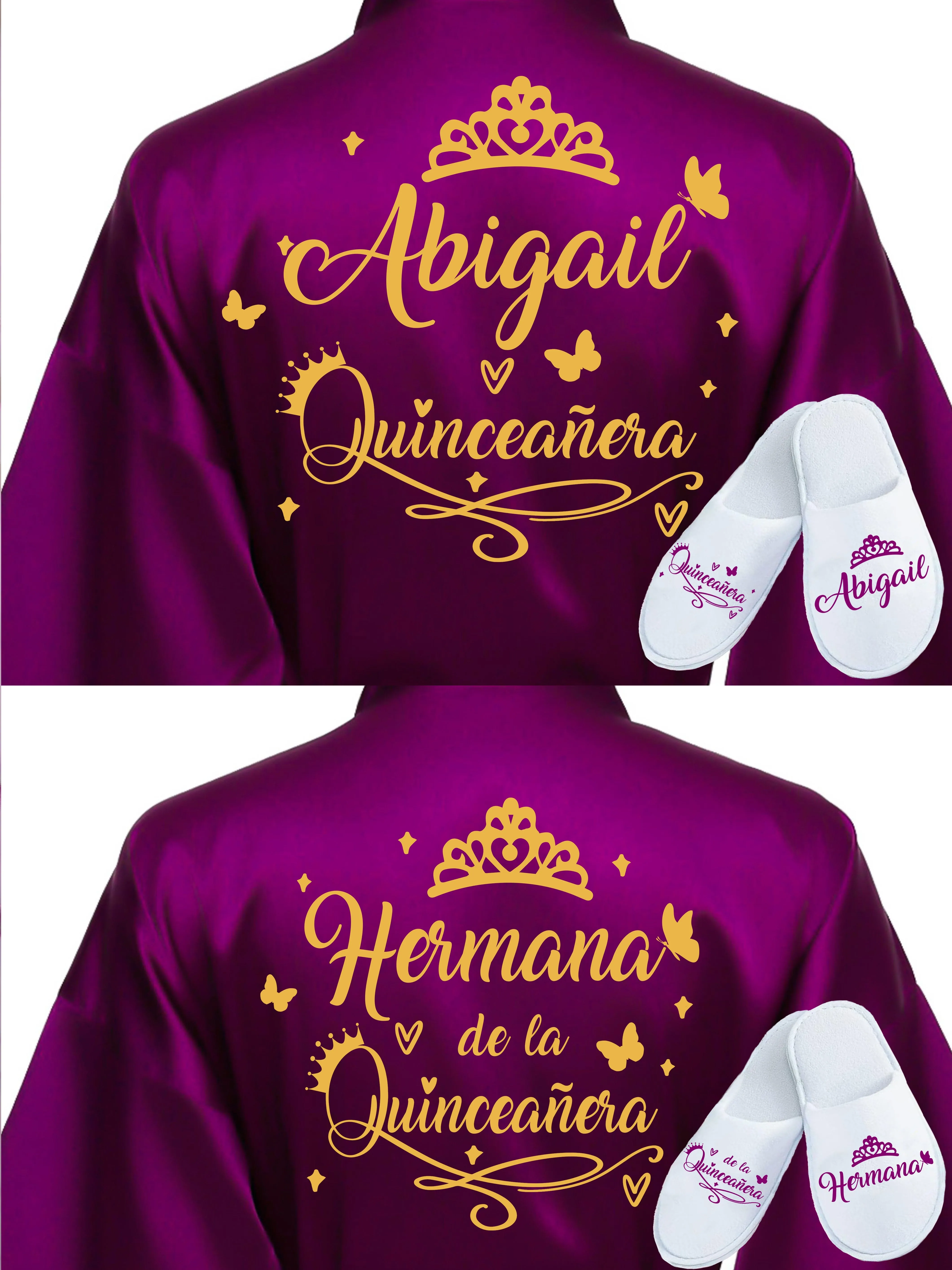 2 Batas y zapatillas Quinceanera Plum and purple