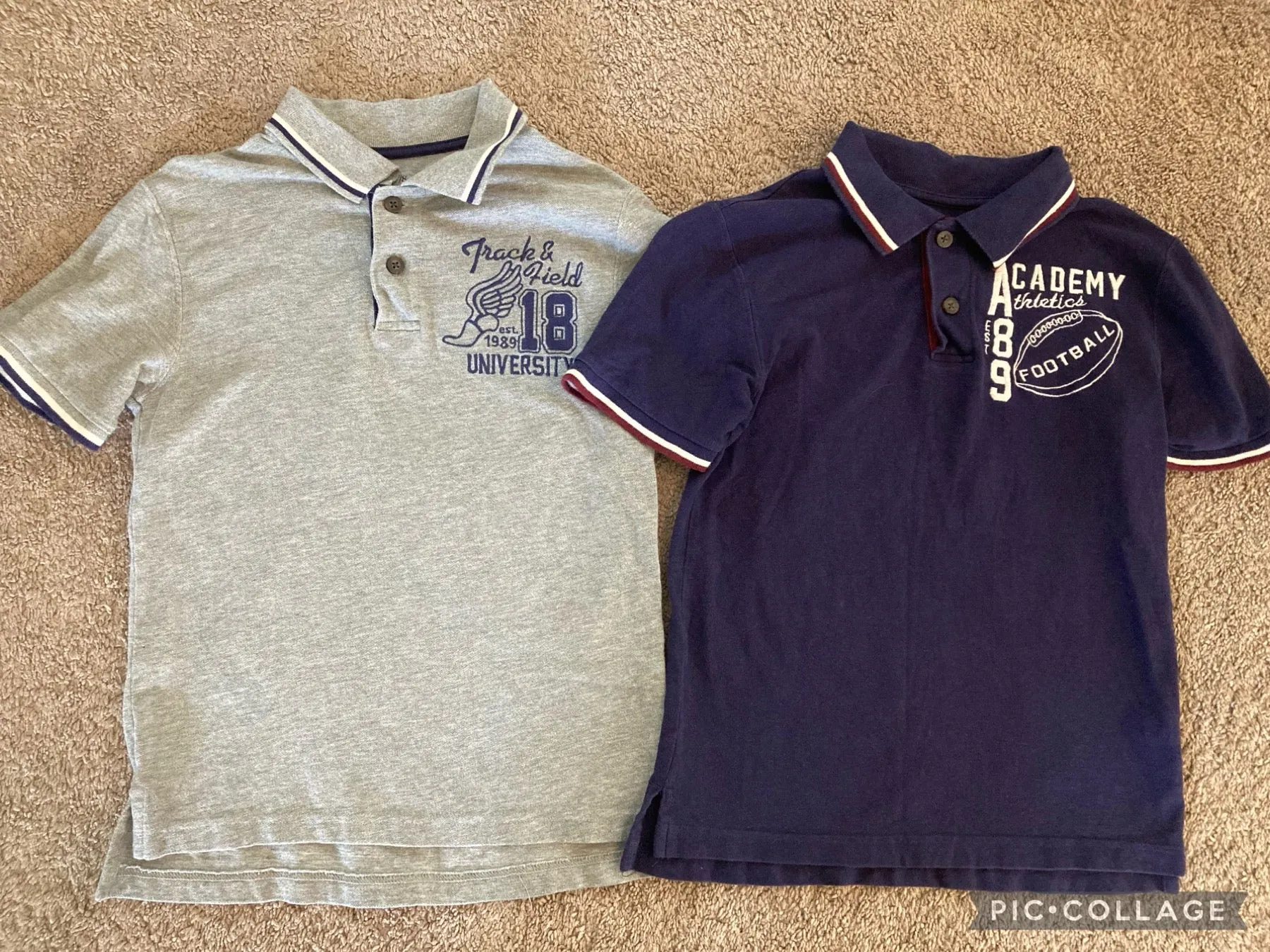2 Place Polo Shirts Navy/Gray Size 7/8 - size Kids Clothing:     7