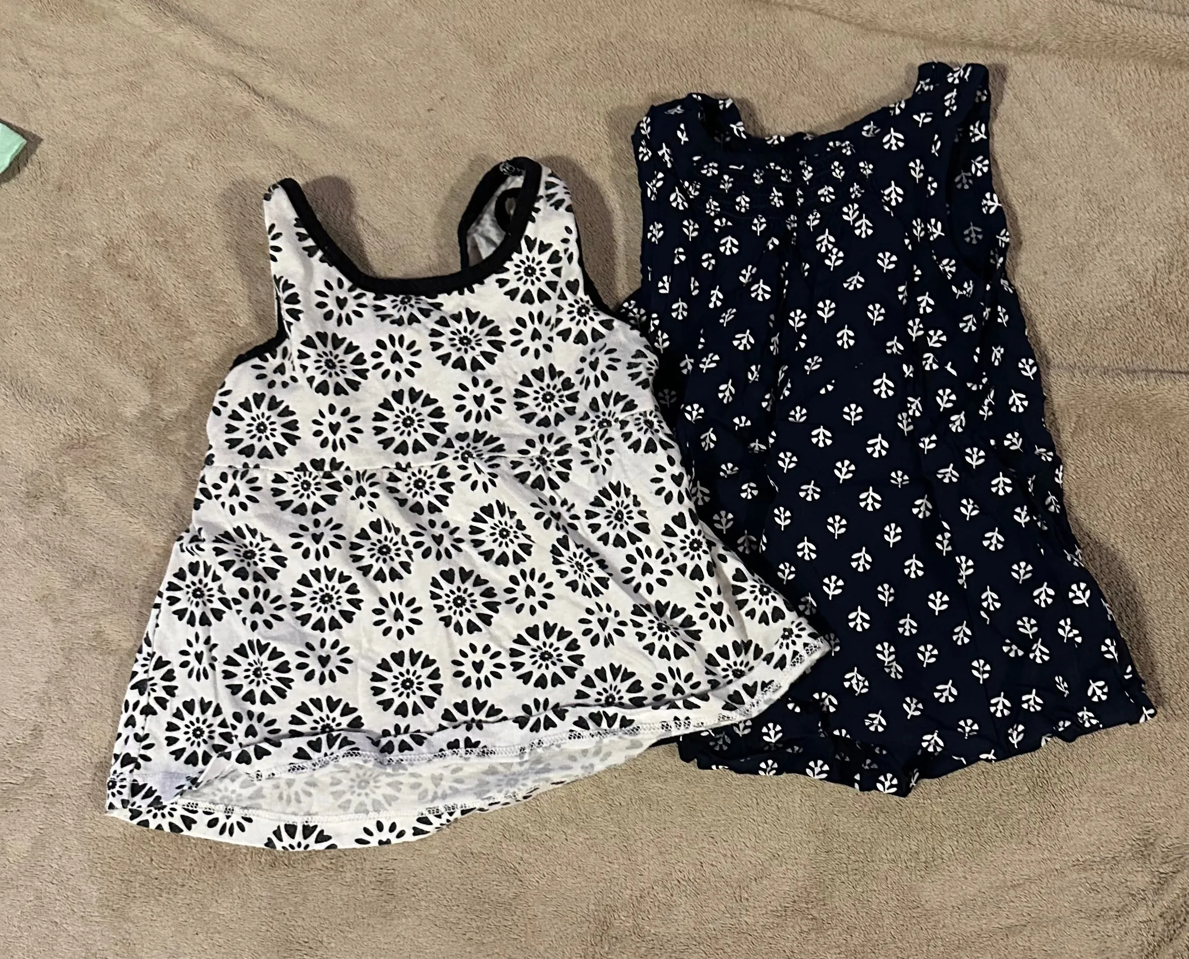2 tank tops. Black & Black w flowers - size Kids Clothing:     24 Mos & 2 & 2T