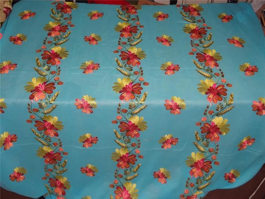 2x2 cotton voile blue embroidered 44&quot; B2#88[3]