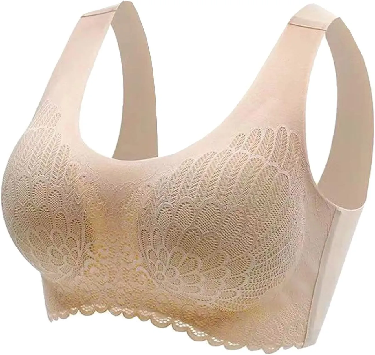 3 Pack Bombshell Push Up Wirefree Bra, Brazziti Bombshell Bras, Full Coverage Sports Bra, Comfort Latex Pad Lace Bra