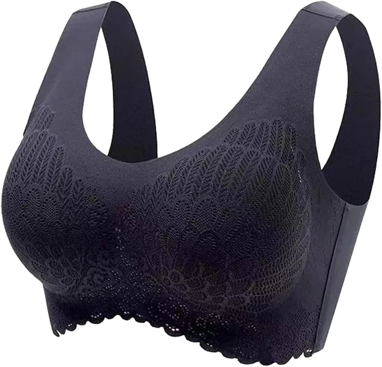 3 Pack Bombshell Push Up Wirefree Bra, Brazziti Bombshell Bras, Full Coverage Sports Bra, Comfort Latex Pad Lace Bra