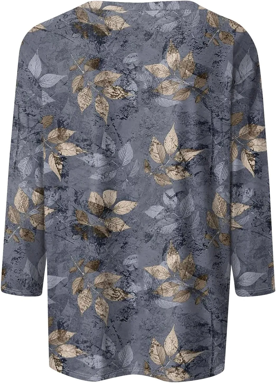 3/4 Length Sleeve Shirts for Women, Round Neck Cute Tunic Tops Basic Tees Casual Printed Blouses Loose Shirt Tops