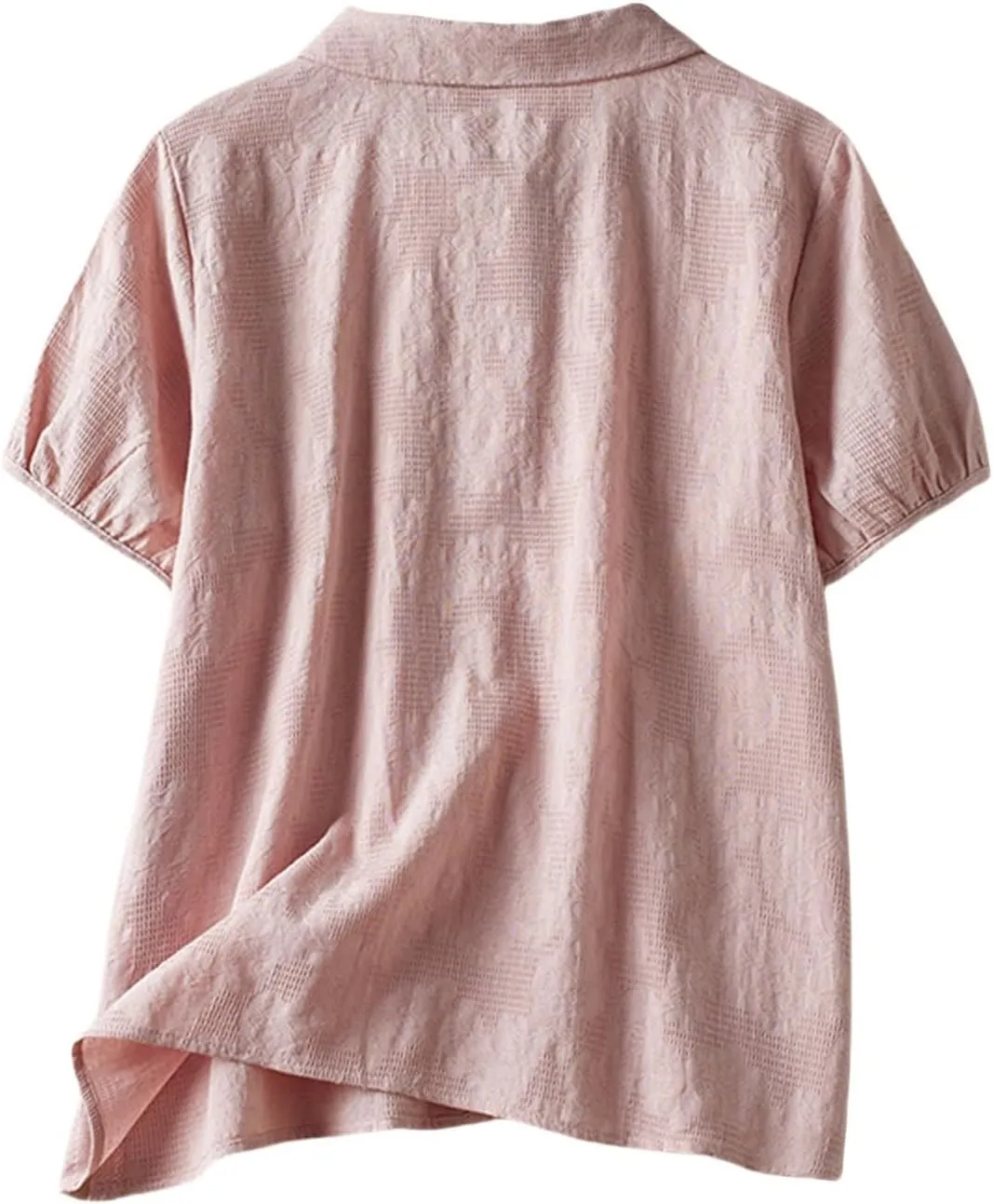 3/4 Length Sleeve Womens Tops Summer Linen Embroidered Print Chinese Shirts Casual Boho Tops Basic Tees Loose Fit