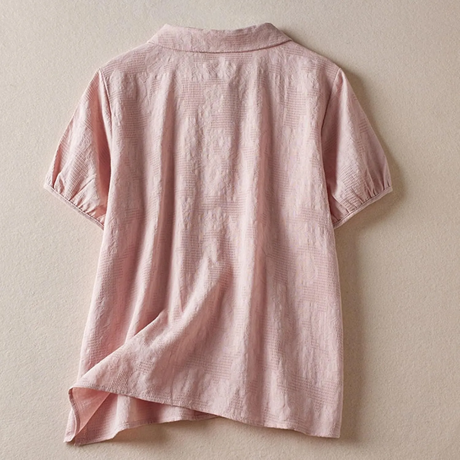 3/4 Length Sleeve Womens Tops Summer Linen Embroidered Print Chinese Shirts Casual Boho Tops Basic Tees Loose Fit