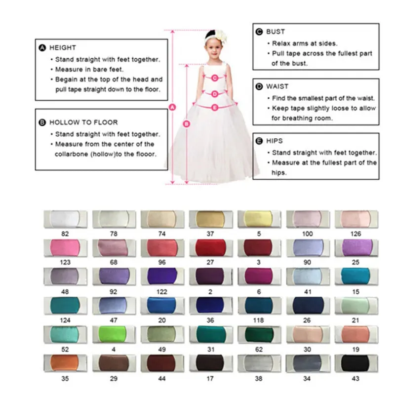 3D Floral Appliques with Big Bow Design Little Girls Party Gowns