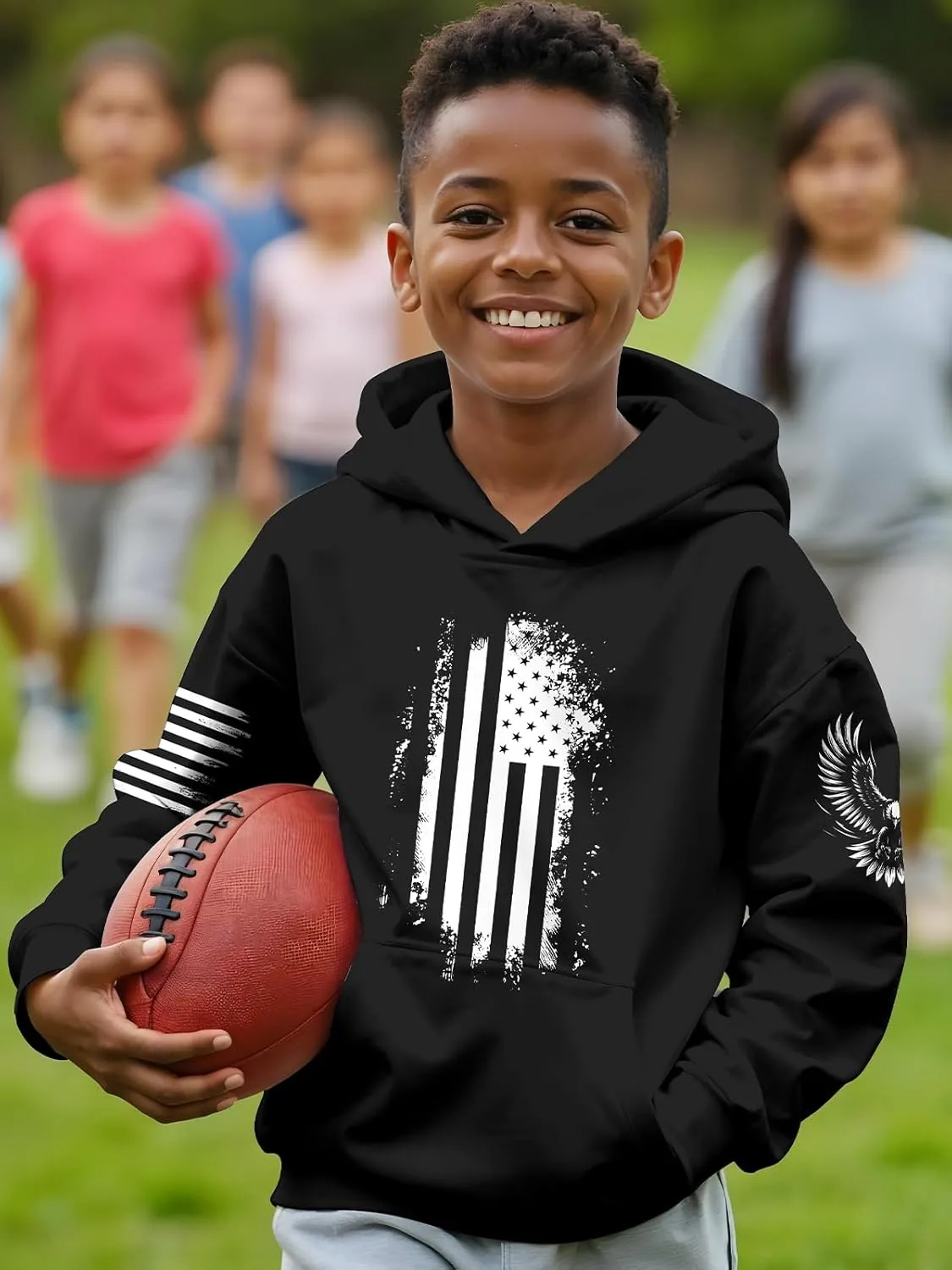 3D Printed Hoodies For Boys Girls Kids Sweatshirts Pullover Novelty Cool Clothes Black Red