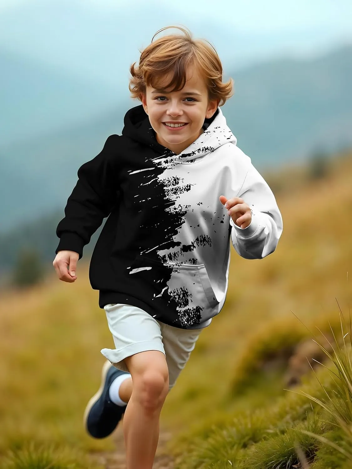 3D Printed Hoodies For Boys Girls Kids Sweatshirts Pullover Novelty Cool Clothes Black Red