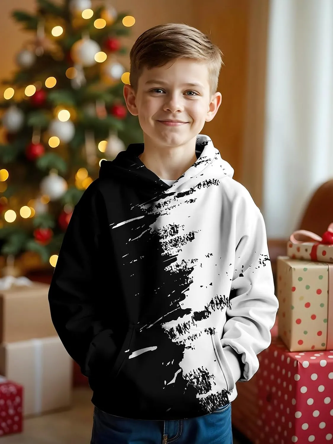 3D Printed Hoodies For Boys Girls Kids Sweatshirts Pullover Novelty Cool Clothes Black Red