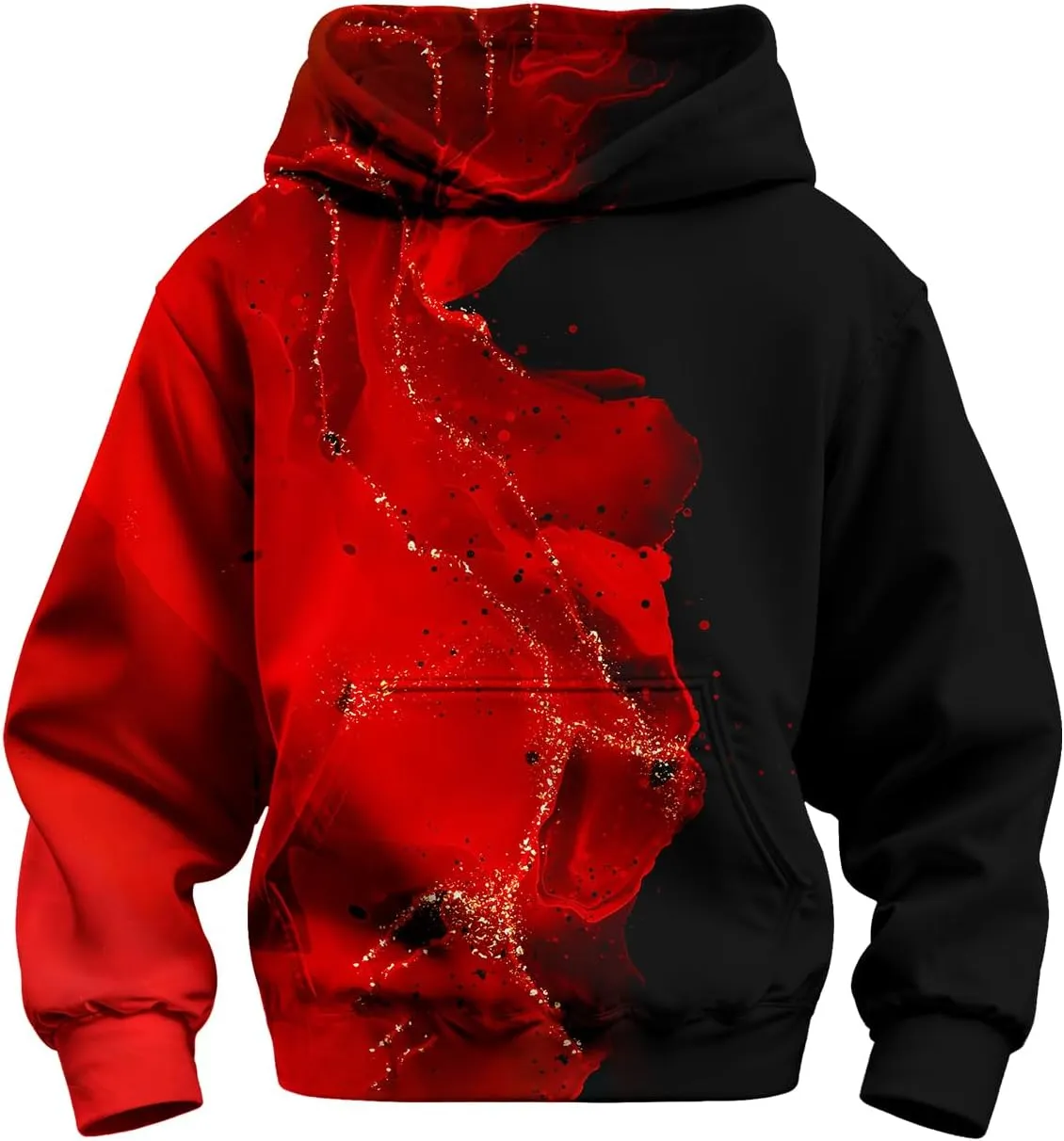 3D Printed Hoodies For Boys Girls Kids Sweatshirts Pullover Novelty Cool Clothes Black Red