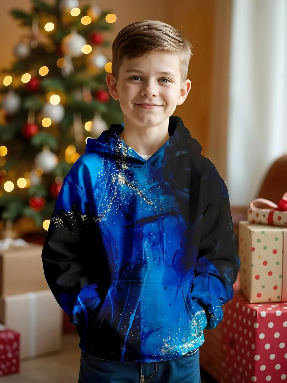 3D Printed Hoodies For Boys Girls Kids Sweatshirts Pullover Novelty Cool Clothes Black Red