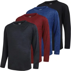 4 Pack Boy's Dry-Fit Lightweight Hoodies Pullover Long Sleeve Athletic Training T Shirts 4-20