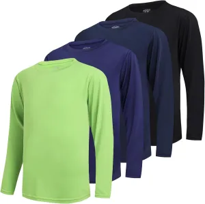 4 Pack Boy's Dry-Fit Lightweight Hoodies Pullover Long Sleeve Athletic Training T Shirts 4-20
