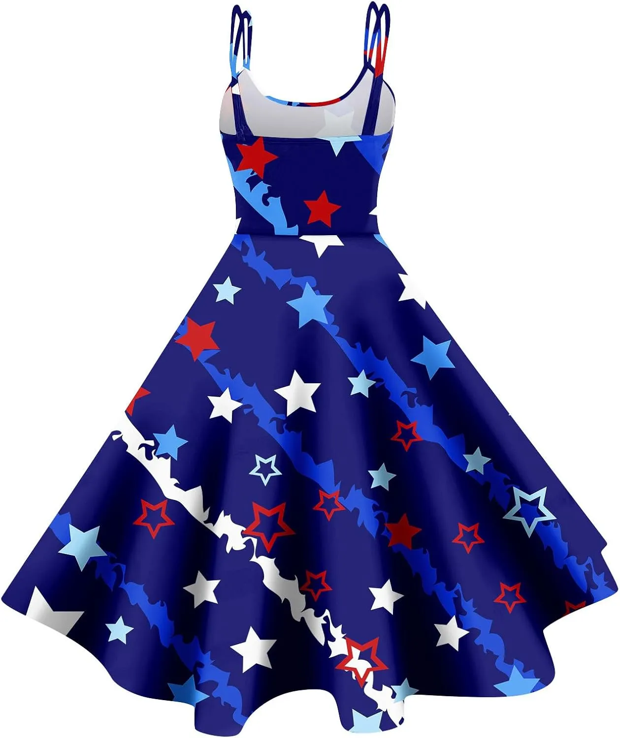 4Th of July Dresses for Women Midi Red White and Blue Dress Sleeveless USA Flag Dresses Holiday Festival Party Dress