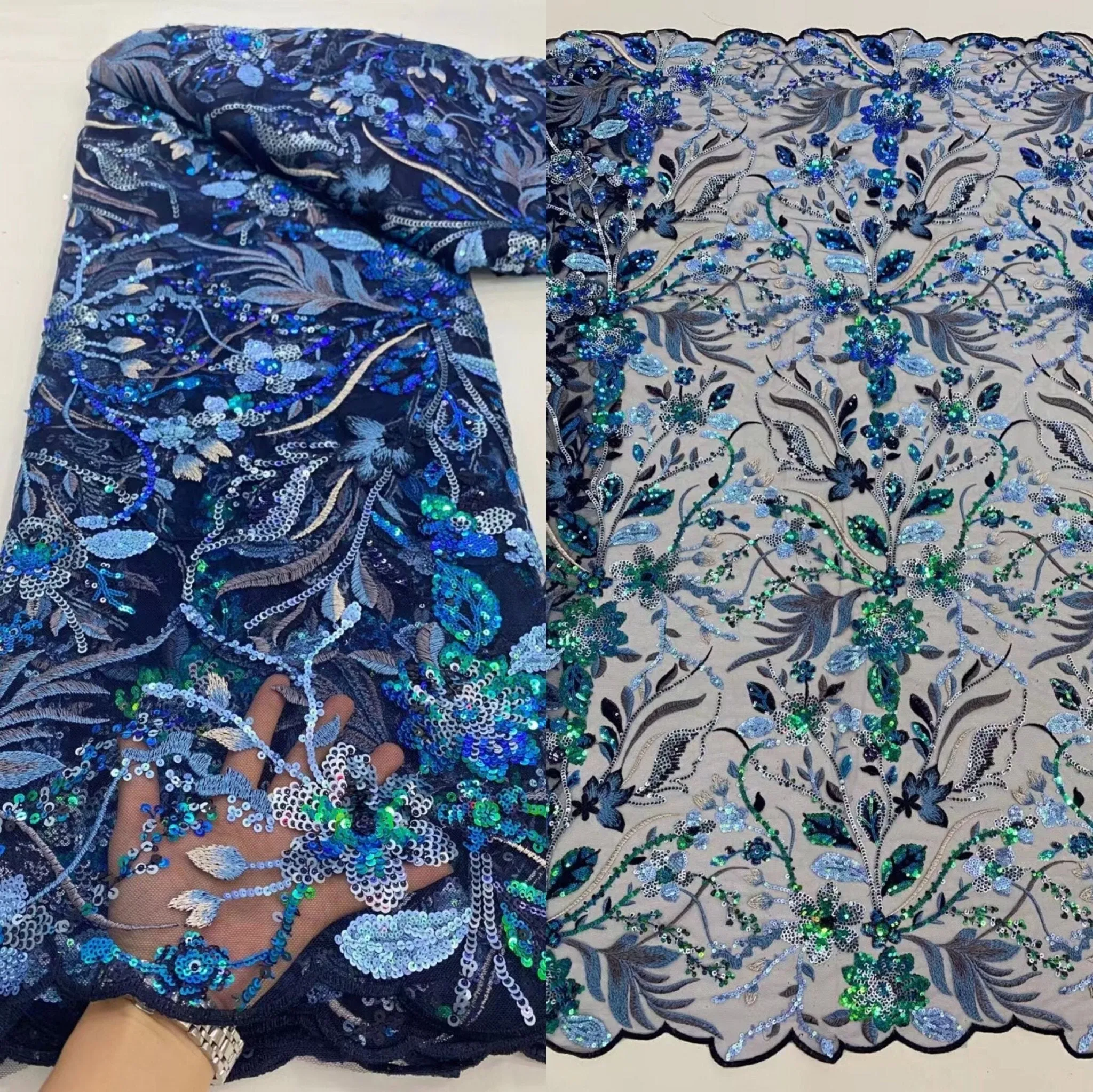 5 YARDS / 12 COLORS / Ruby Multicolor Secret Vines Glitter Sequin Beaded Embroidery Tulle Mesh Lace Party Prom Bridal Dress Fabric