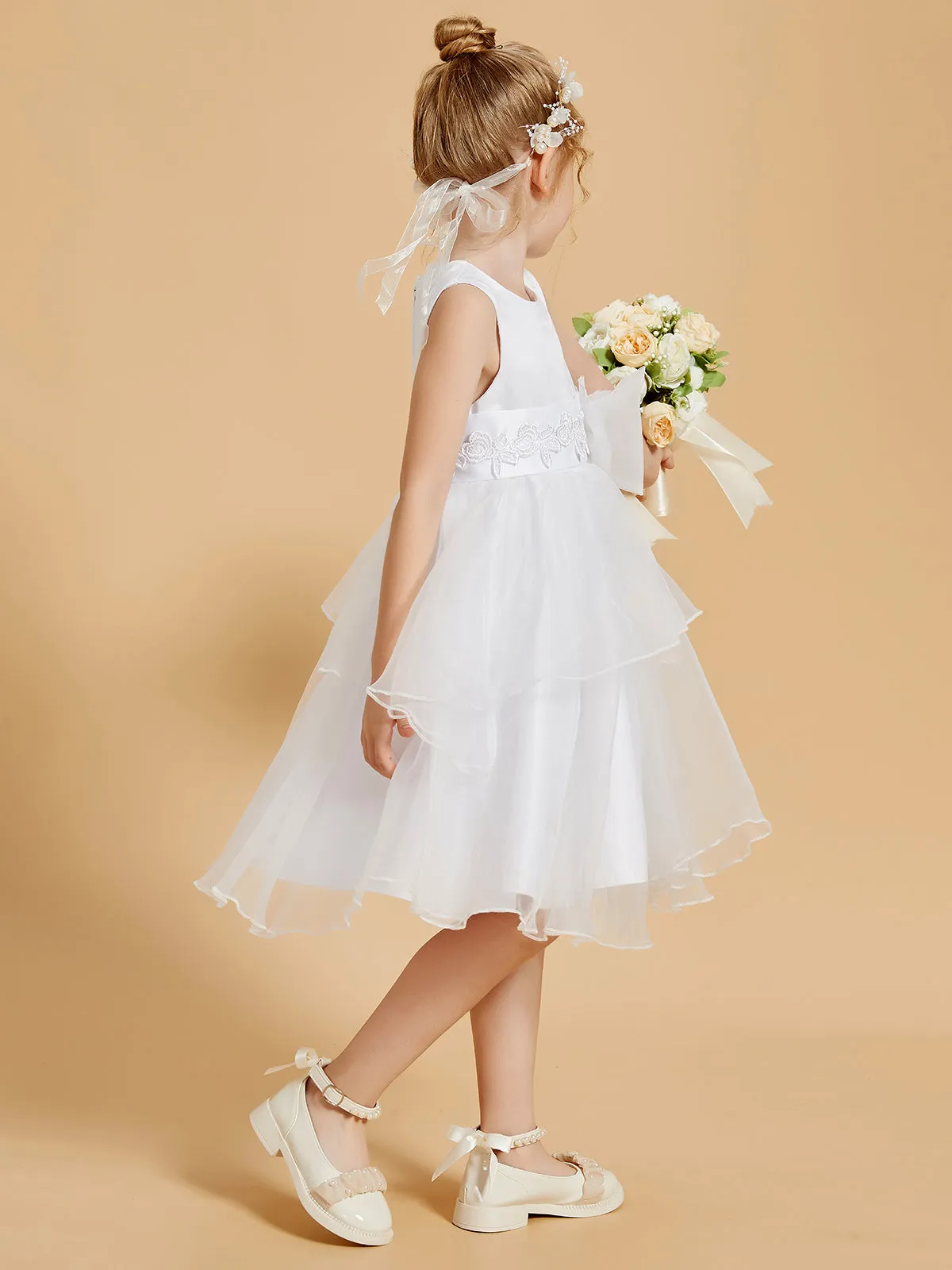 Adorables Robes de Fille Longueur aux Genoux avec Accents de Nœud Papillon