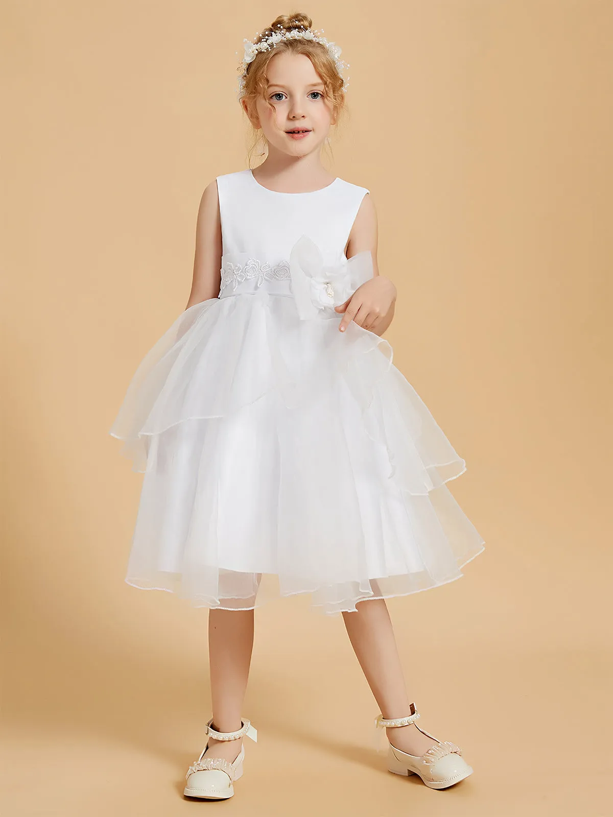 Adorables Robes de Fille Longueur aux Genoux avec Accents de Nœud Papillon