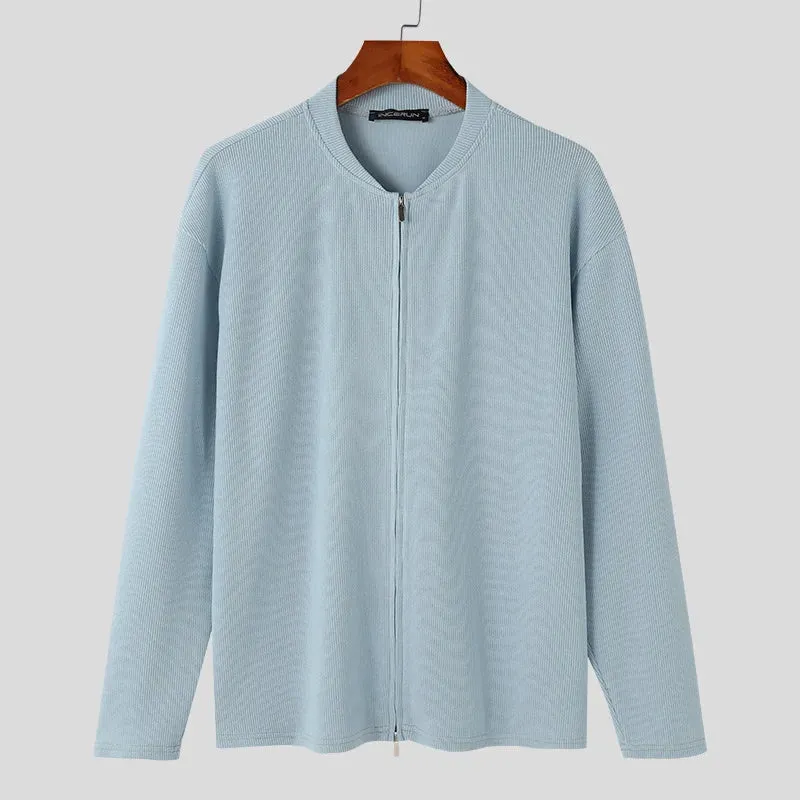 Aidase Tops Korean Style Casual New Men Texture Cardigan Sweater Autumn Winter Hot Sale Zipper Long Sleeved Sweaters S-5XL
