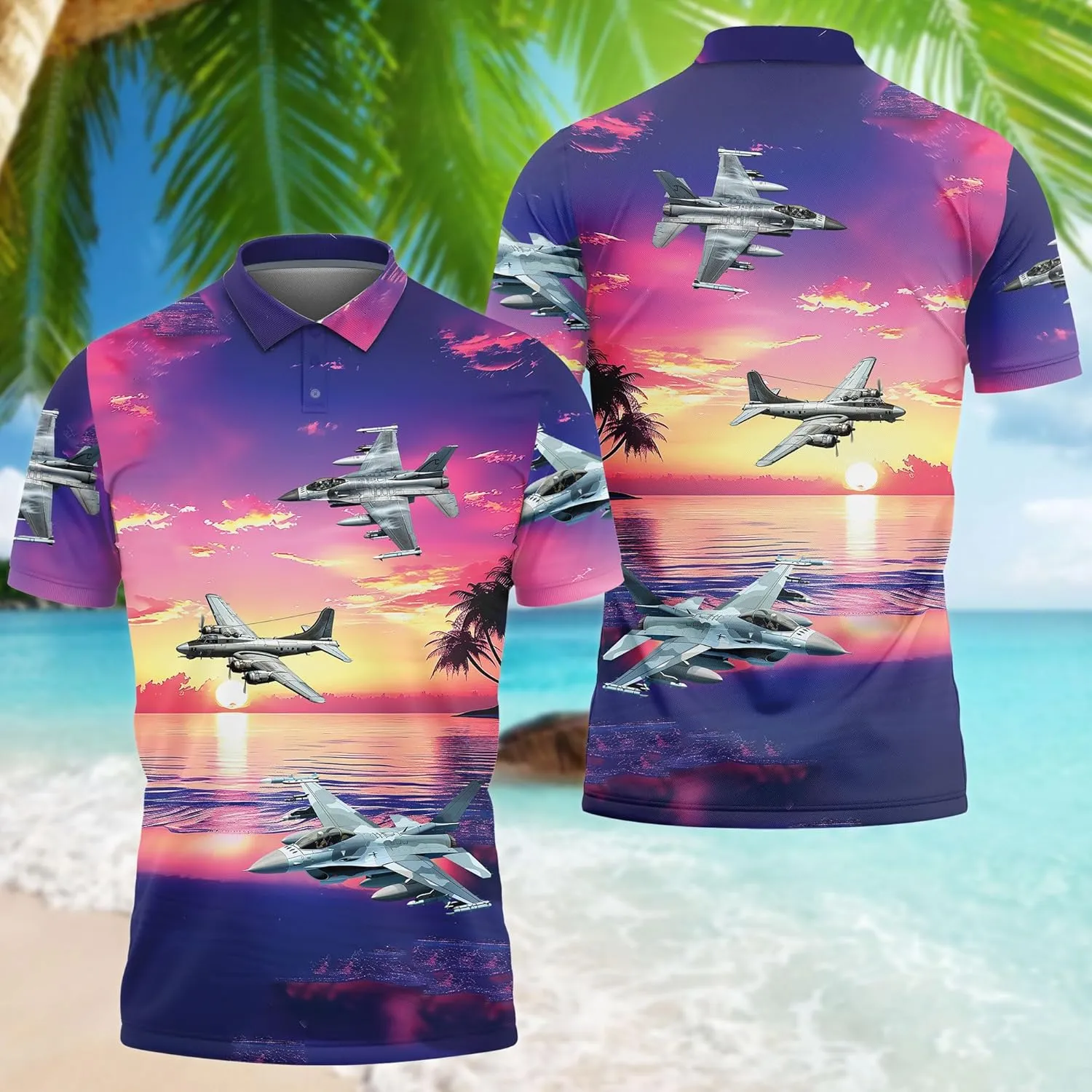 Airplane Polo Shirts for Men - Aircraft Men's Regular Fit Quick Dry Golf Polo Shirt Series 15