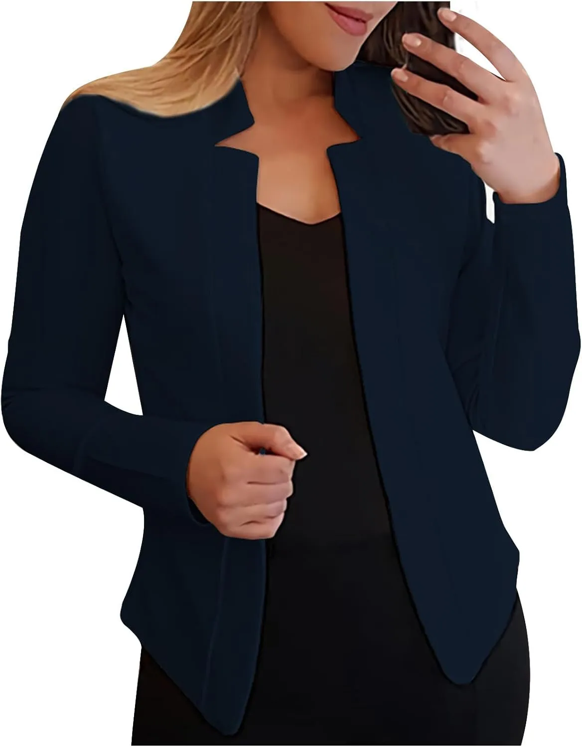 Akklian Blazers for Women Business Casual Plus Size Crop Tops Open Front Long Sleeve Cardigan Coat Suit Jackets Formal Dress