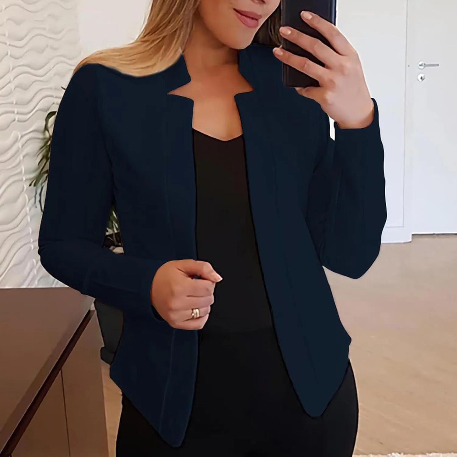Akklian Blazers for Women Business Casual Plus Size Crop Tops Open Front Long Sleeve Cardigan Coat Suit Jackets Formal Dress