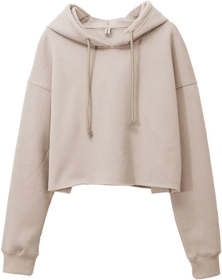 Amazhiyu Women's Cropped Hoodies Long Sleeves Fleece Crop Top Sweatshirt with Hooded