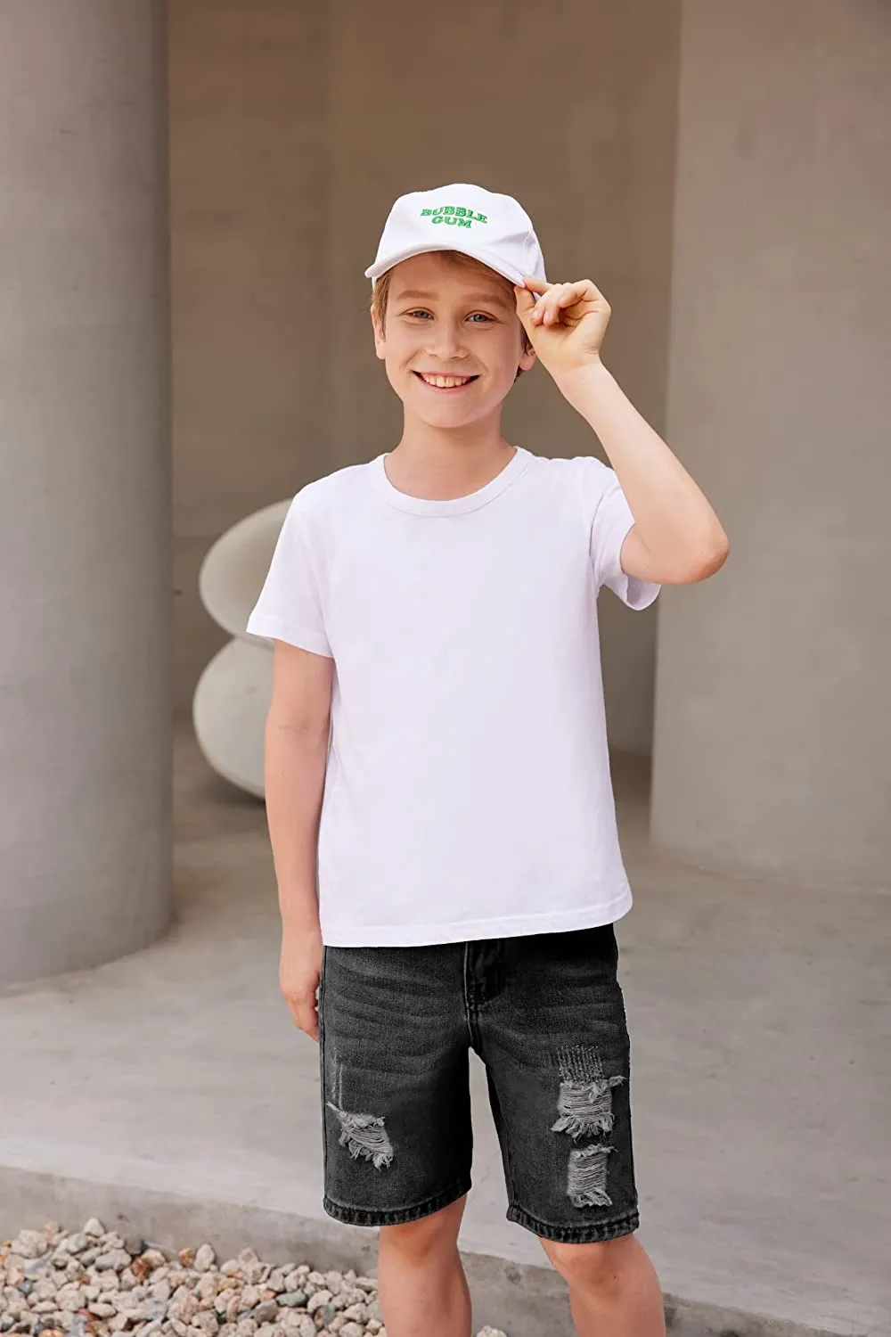 Arshiner Boys Ripped Denim Shorts Boys Straight Distressed Jeans Shorts Summer Casual Short with Pocket for Boys