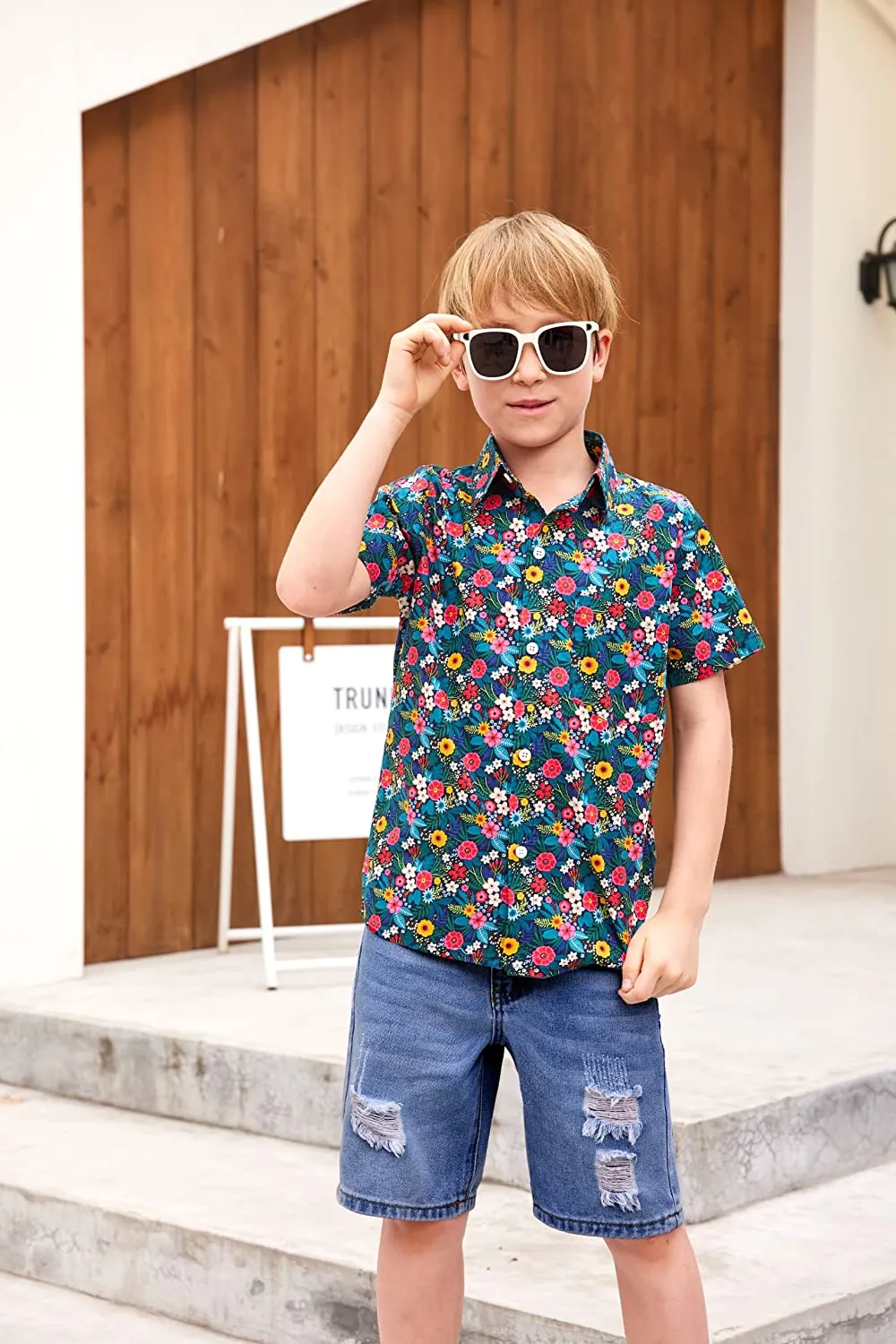 Arshiner Boys Ripped Denim Shorts Boys Straight Distressed Jeans Shorts Summer Casual Short with Pocket for Boys