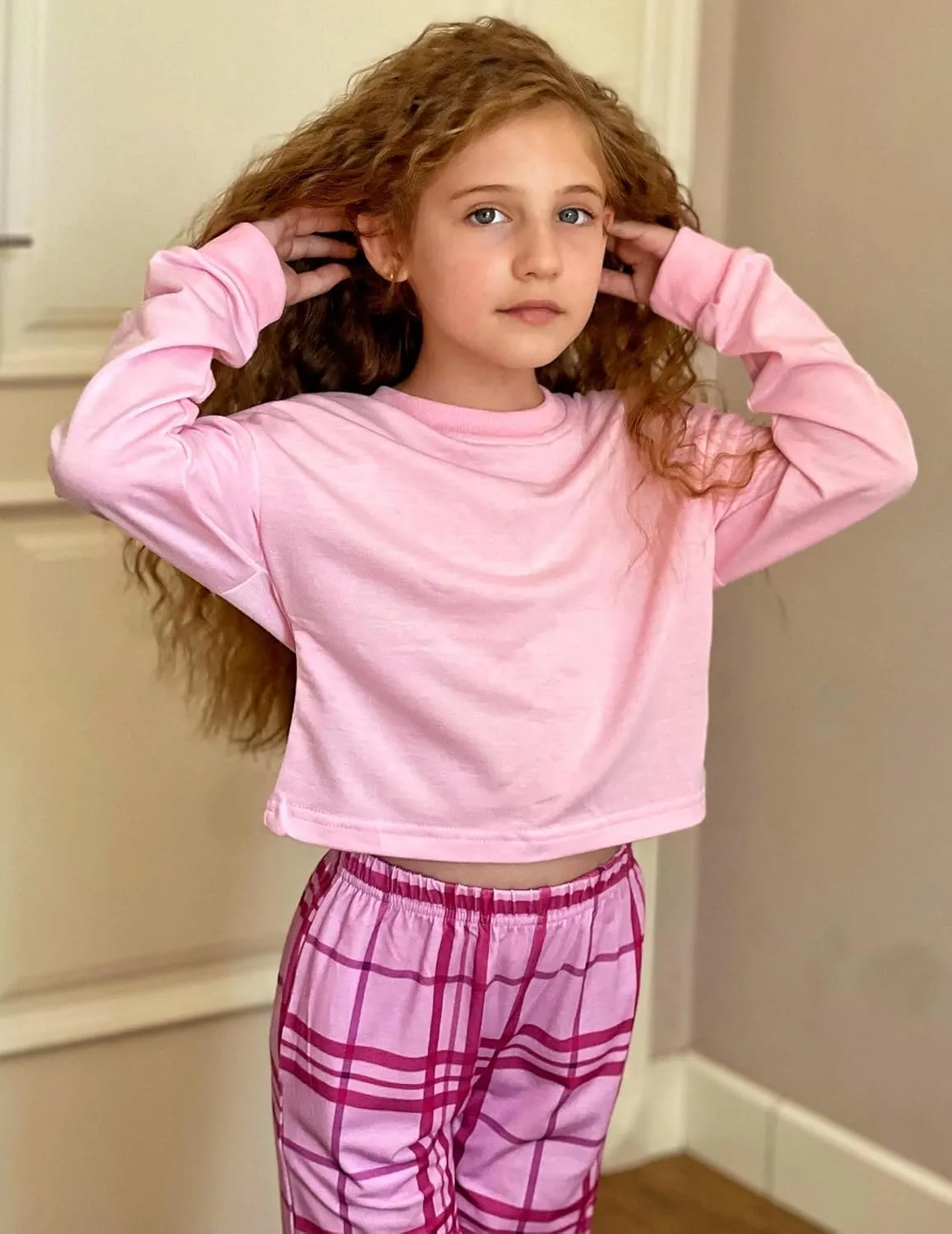 Arshiner Girls Crop Tops Kids Long Sleeve Pullover Sweatshirts