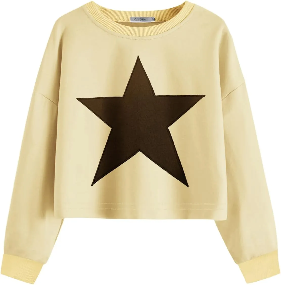 Arshiner Girls Crop Tops Kids Long Sleeve Pullover Sweatshirts