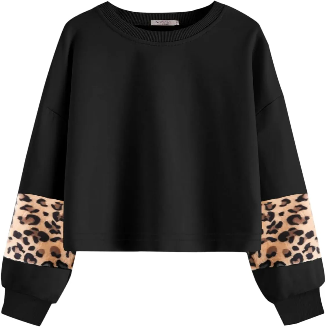 Arshiner Girls Crop Tops Kids Long Sleeve Pullover Sweatshirts