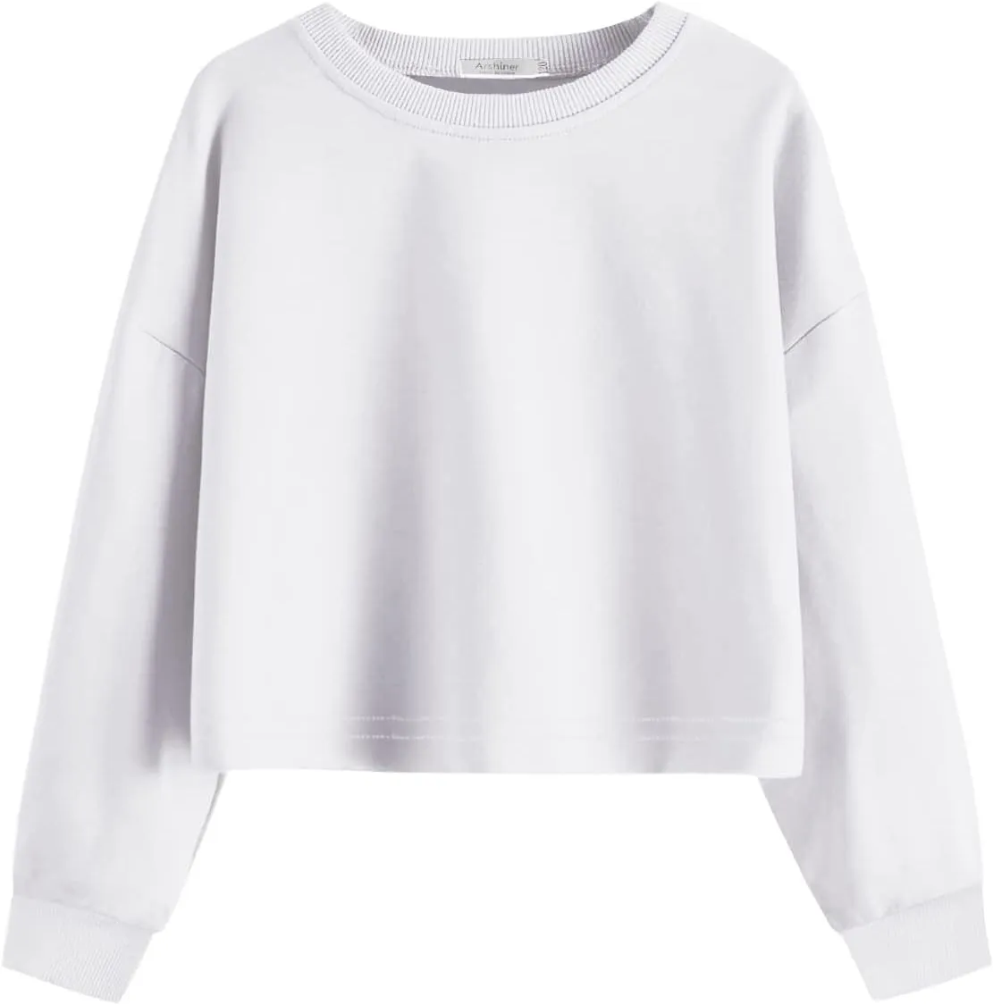Arshiner Girls Crop Tops Kids Long Sleeve Pullover Sweatshirts