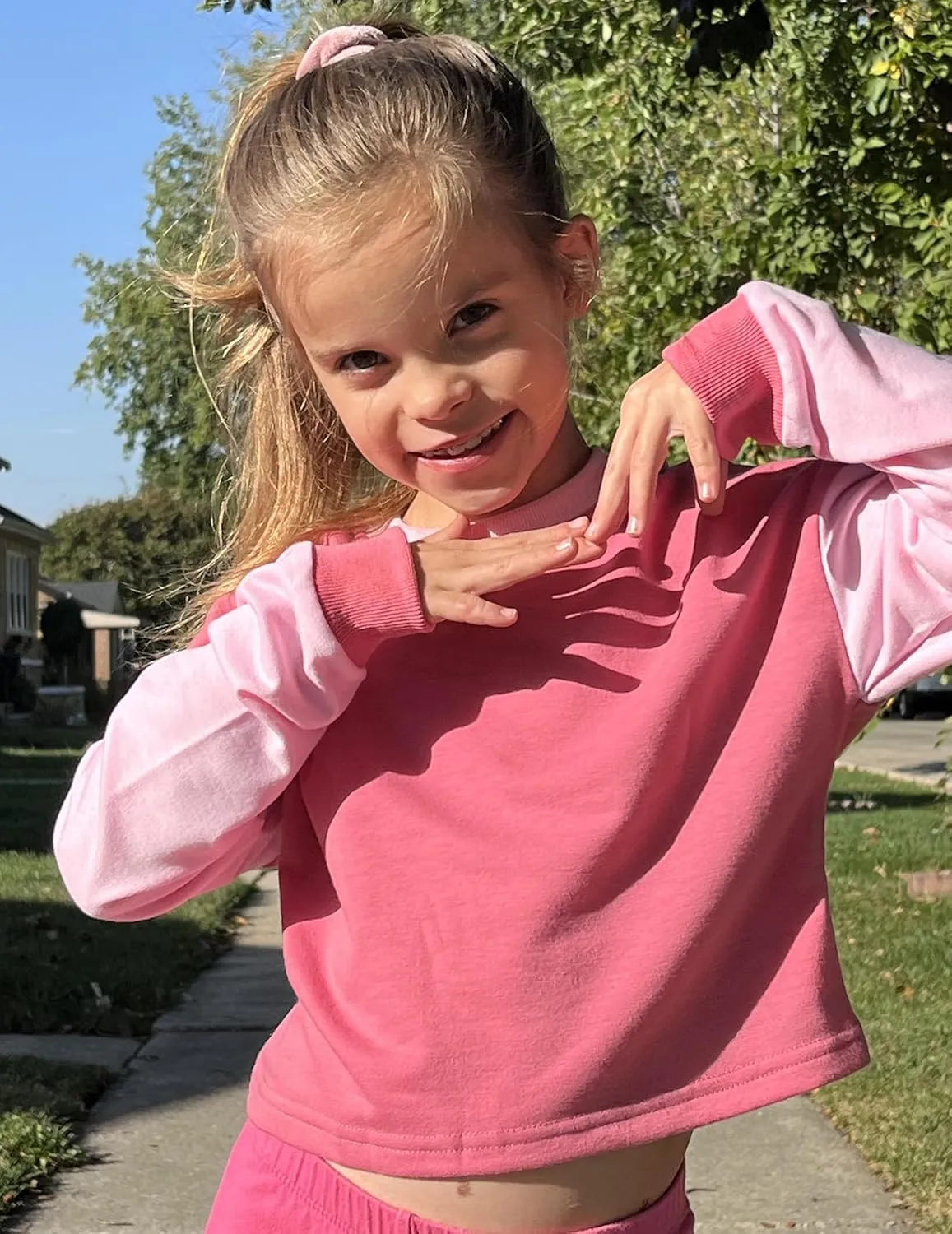 Arshiner Girls Crop Tops Kids Long Sleeve Pullover Sweatshirts