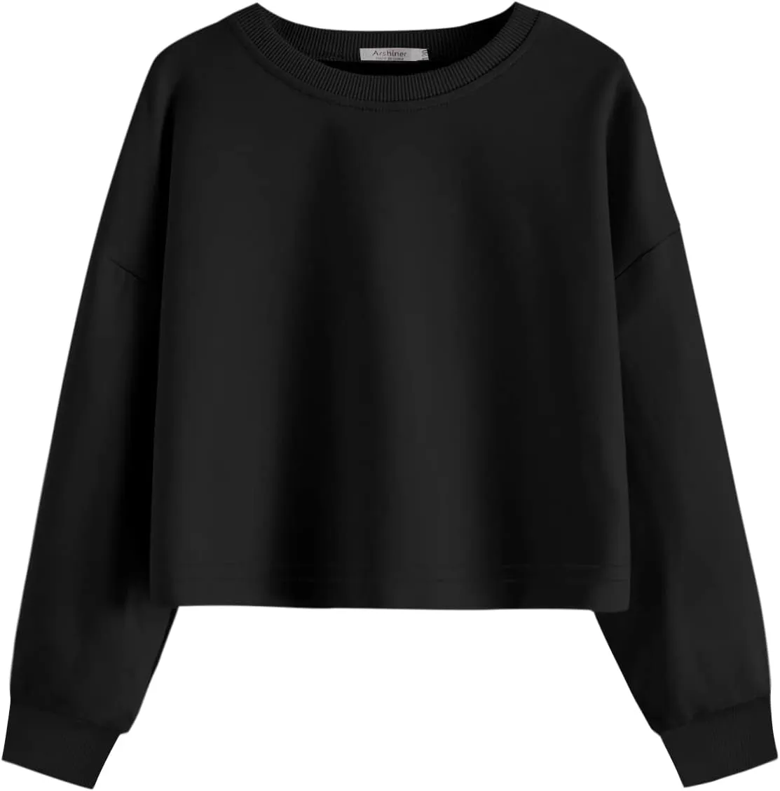 Arshiner Girls Crop Tops Kids Long Sleeve Pullover Sweatshirts