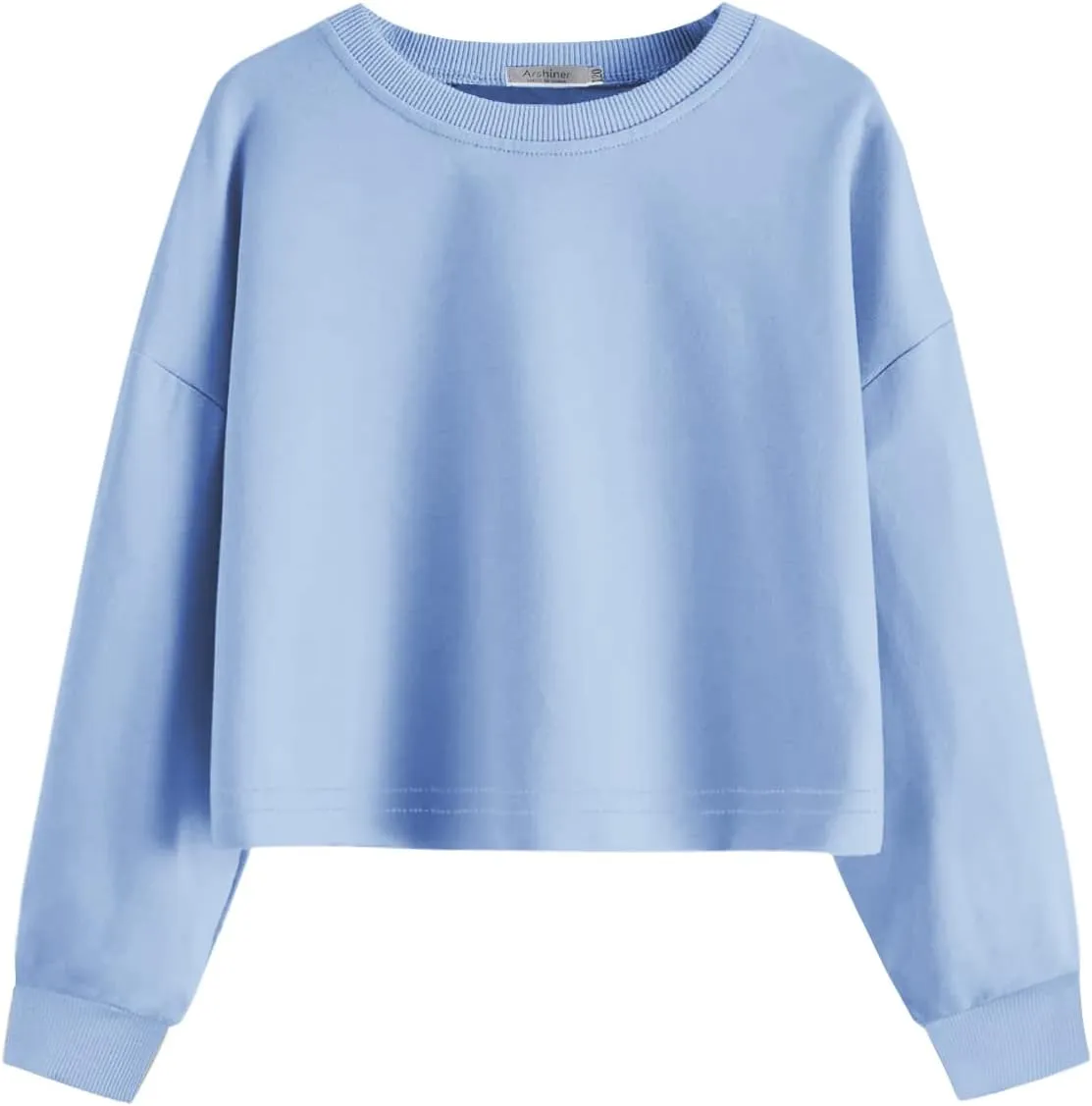 Arshiner Girls Crop Tops Kids Long Sleeve Pullover Sweatshirts