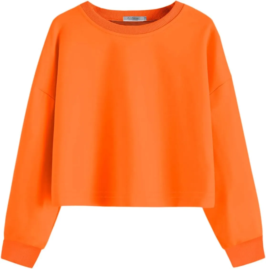 Arshiner Girls Crop Tops Kids Long Sleeve Pullover Sweatshirts