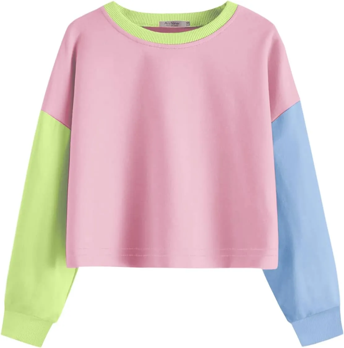 Arshiner Girls Crop Tops Kids Long Sleeve Pullover Sweatshirts