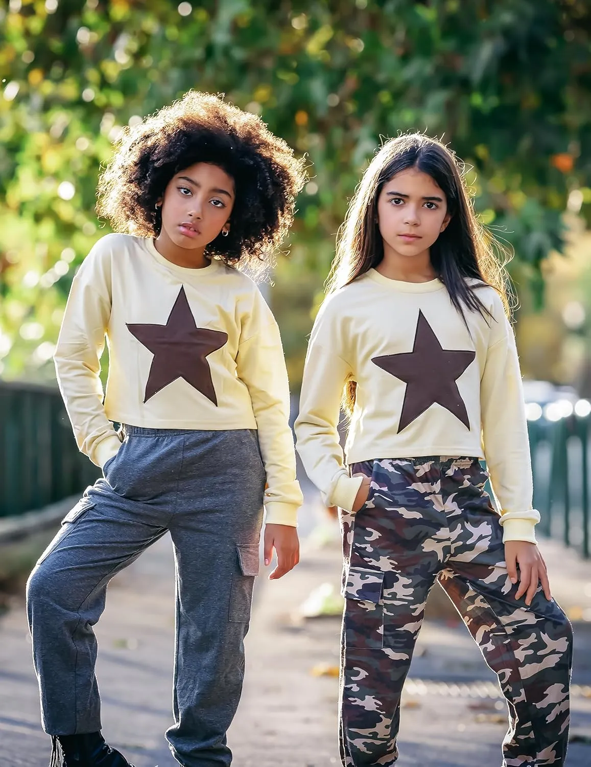 Arshiner Girls Crop Tops Kids Long Sleeve Pullover Sweatshirts