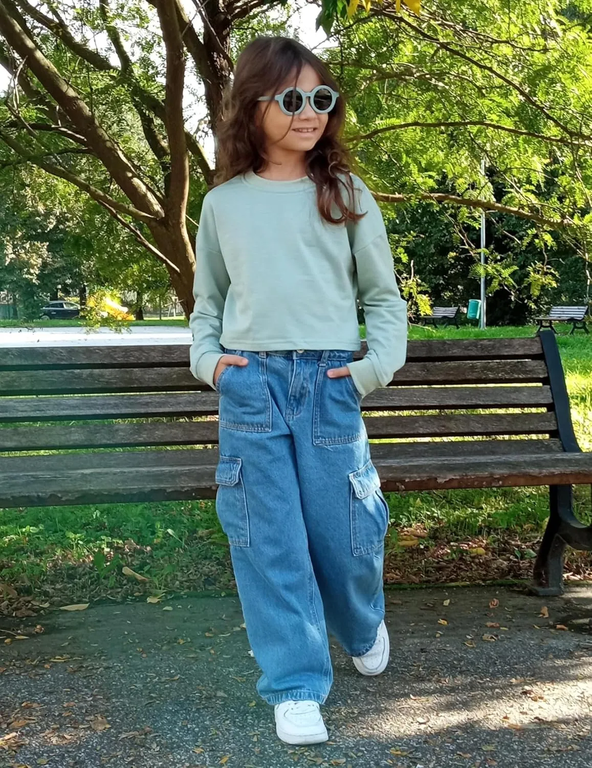 Arshiner Girls Crop Tops Kids Long Sleeve Pullover Sweatshirts
