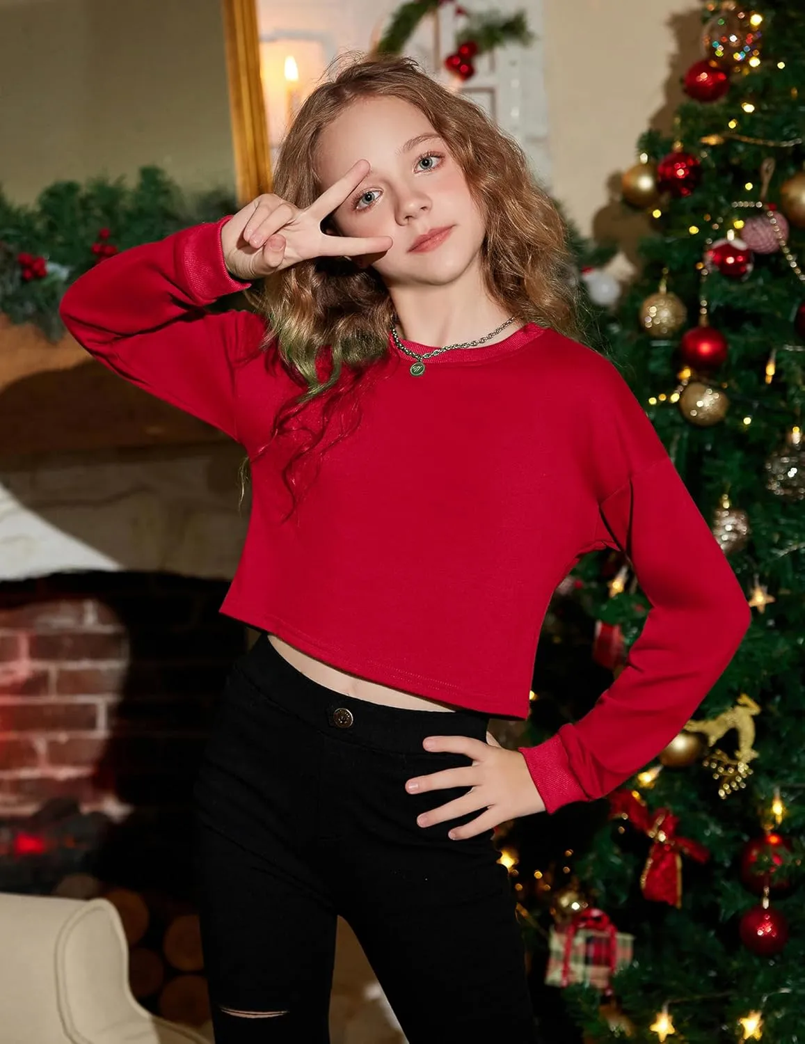 Arshiner Girls Crop Tops Kids Long Sleeve Pullover Sweatshirts
