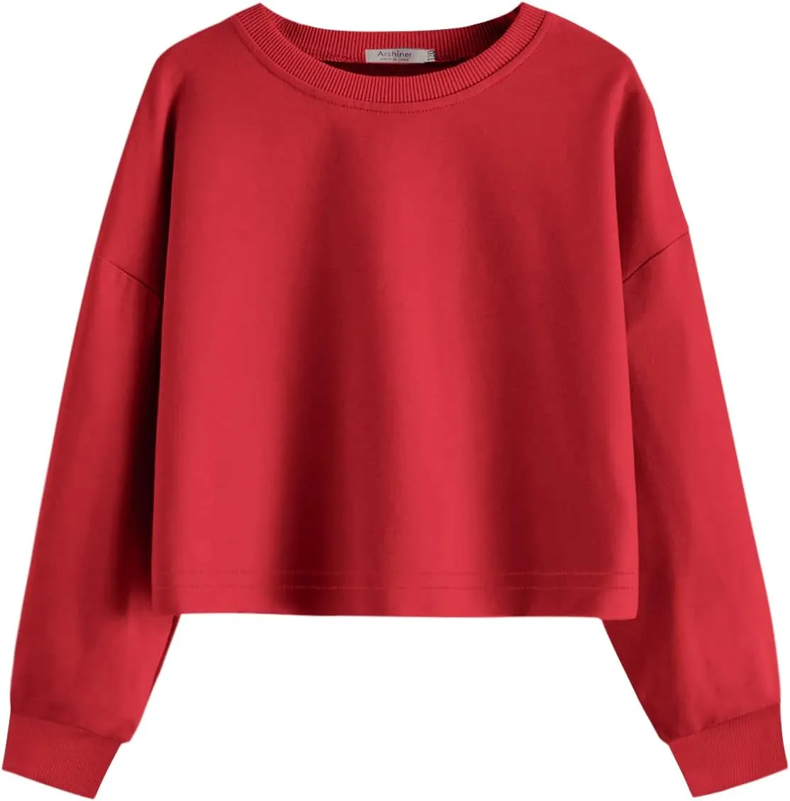 Arshiner Girls Crop Tops Kids Long Sleeve Pullover Sweatshirts