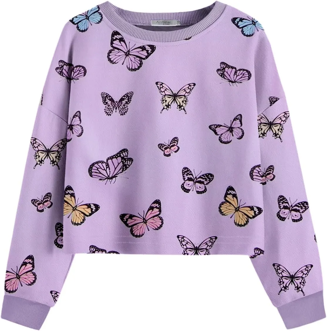 Arshiner Girls Crop Tops Kids Long Sleeve Pullover Sweatshirts